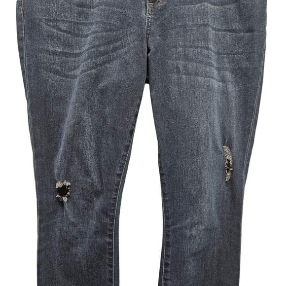 Kut From the Kloth KFTK Distressed Dark Wash Jeans Crop Size 10 Denim - Picture 3 of 16